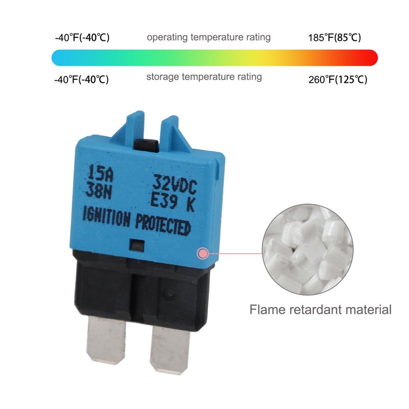 T Tocas E39 Manual Low-Profile Resettable ATC/ATO Blade Fuse - 5A 10A 15A 20A 25A 30A for Car Trucks Marine Boat RV Solar and More 12V 24V (6PCS Mixed) - Image 3